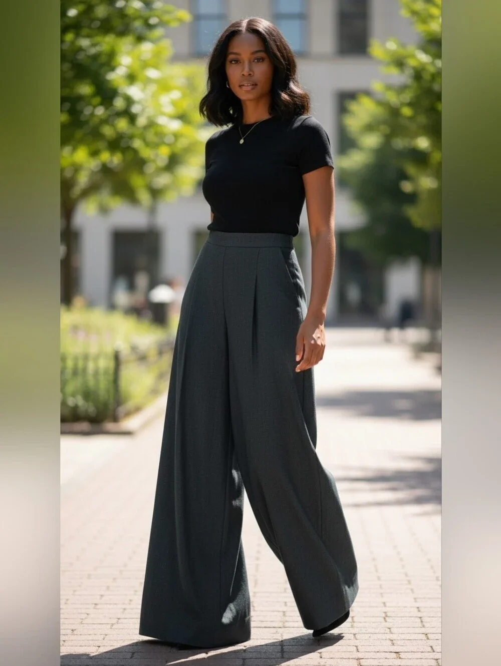 Worthington Black Wide Leg Dress Pants High Rise Pleated Size 12